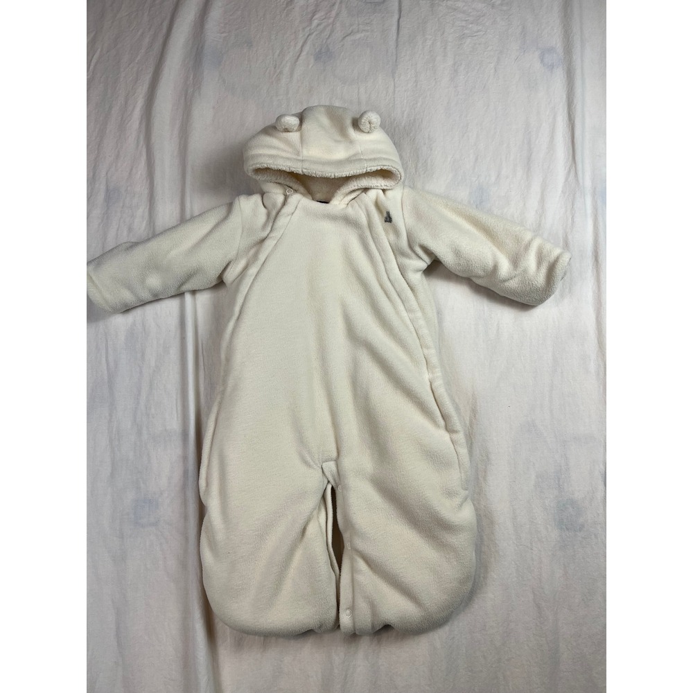 Baby Gap Fleece Bear Bunting Sherpa Lined Pram‎ Suit Cream 6-12 Months